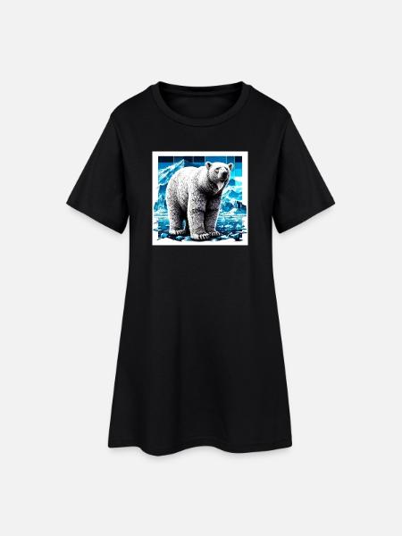 Eisbär - Frauen T-Shirt-Kleid - Schwarz