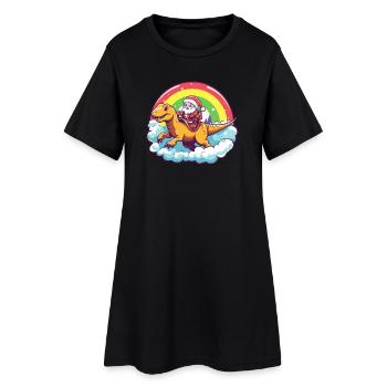 Dinosaure T-Rex Père Noël - Robe T-shirt Femme - noir - Devant
