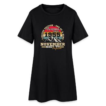 Novembre 1955 Vintage Anniversaire Rétro - Robe T-shirt Femme - noir - Devant
