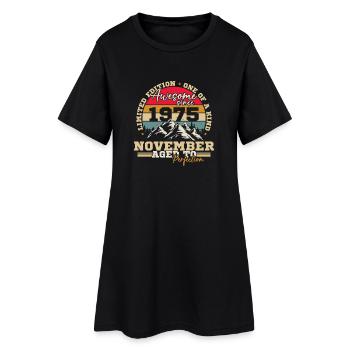 November 1975 Vintage Retro Birthday - Women’s T-Shirt Dress - black - Front