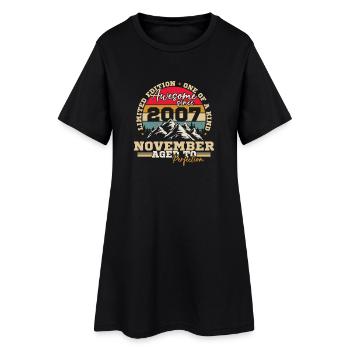 Novembre 2007 Vintage Anniversaire Rétro - Robe T-shirt Femme - noir - Devant
