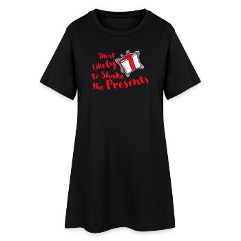 Le plus susceptible de secouer les cadeaux Noël Fun - Robe T-shirt Femme - noir - Devant