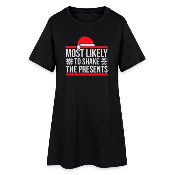 Le plus susceptible de secouer les cadeaux Noël Fun - Robe T-shirt Femme - noir - Devant