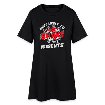 Le plus susceptible de secouer les cadeaux Noël Fun - Robe T-shirt Femme - noir - Devant