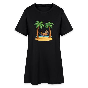 Paresseux détendu dans un hamac sur la plage entre - Robe T-shirt Femme - noir - Devant