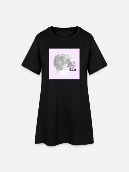 Moon Lover – Cute Pink Aesthetic Design 🌕💗✨🌸 - Frauen T-Shirt-Kleid - Schwarz