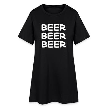 Bier - Frauen T-Shirt-Kleid - Schwarz - Vorne