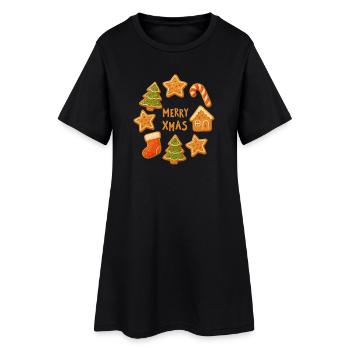 Frohe Weihnachten - Frauen T-Shirt-Kleid - Schwarz - Vorne