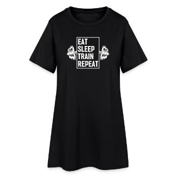 Manger le train du sommeil Répéter la citation - Robe T-shirt Femme - noir - Devant