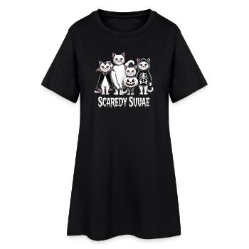 Scaredy Suvae Motif Chats D’Halloween - Robe T-shirt Femme - noir - Devant