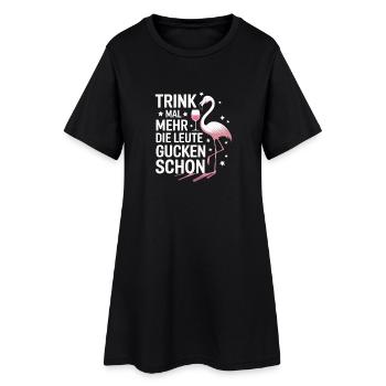 Buvez plus, les gens regardent déjà les flamants roses - Robe T-shirt Femme - noir - Devant