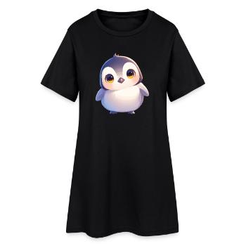 Pinguine Pinguin - Frauen T-Shirt-Kleid - Schwarz - Vorne