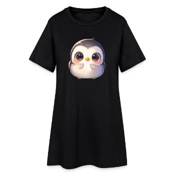 Pinguine Pinguin - Frauen T-Shirt-Kleid - Schwarz - Vorne
