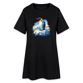 Pinguine Pinguin - Frauen T-Shirt-Kleid - Schwarz - Vorne
