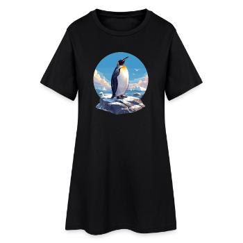 Pinguine Pinguin - Frauen T-Shirt-Kleid - Schwarz - Vorne