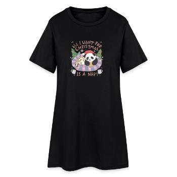 Panda Noël Sieste dans Panier - Robe T-shirt Femme - noir - Devant
