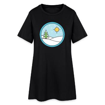 Winter landscape with snow and sun - Women’s T-Shirt Dress - black - Front