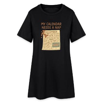Feiertagskater-post-weihnachtsstimmungs-neujahr - Frauen T-Shirt-Kleid - Schwarz - Vorne