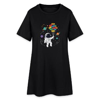 Astronaut Building Blocks Space Brick Builder - Women’s T-Shirt Dress - black - Front