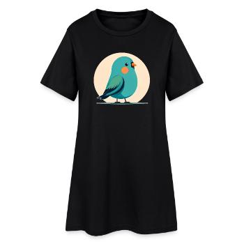 Petit oiseau vert-bleu - Robe T-shirt Femme - noir - Devant