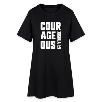 Mutig Josua 1:9 Christlicher Glaube Jesus - Frauen T-Shirt-Kleid - Schwarz - Vorne
