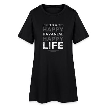 Chemise havanaise Happy Life - Robe T-shirt Femme - noir - Devant