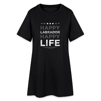 Labrador Lucky Life Imprimer - Robe T-shirt Femme - noir - Devant