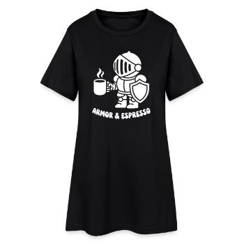 Ritter Rüstung Espresso Motiv - Frauen T-Shirt-Kleid - Schwarz - Vorne