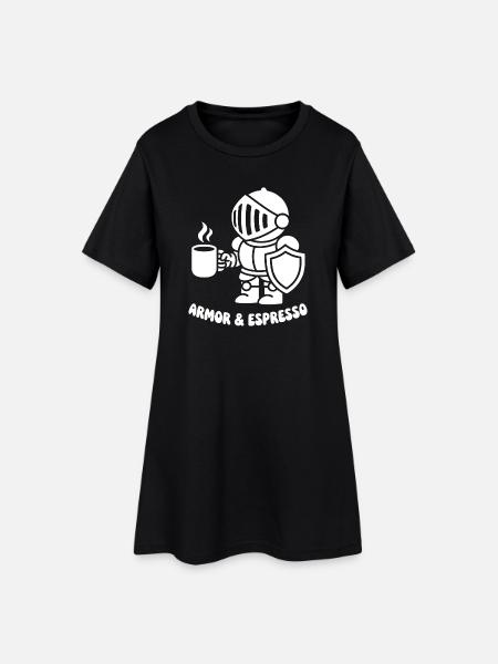 Ritter Rüstung Espresso Motiv - Frauen T-Shirt-Kleid - Schwarz