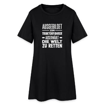 Formé à la conduite d’un tracteur Sauvez le monde - Robe T-shirt Femme - noir - Devant