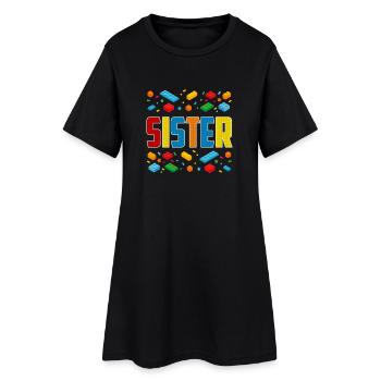 Sœur brique constructeur créatif famille bloc amant - Robe T-shirt Femme - noir - Devant
