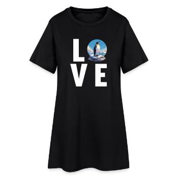 Pinguine Pinguin - Frauen T-Shirt-Kleid - Schwarz - Vorne