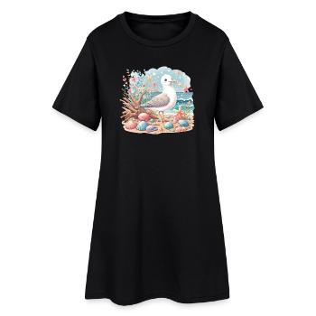 Seagull Beach Coquillages Côte Maritime - Robe T-shirt Femme - noir - Devant