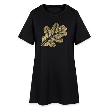 Feuille de chêne / Feuille de chêne - Nature Design - Robe T-shirt Femme - noir - Devant