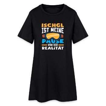 Ischgl Meine Pause Realität Lustiges Après Ski - Frauen T-Shirt-Kleid - Schwarz - Vorne