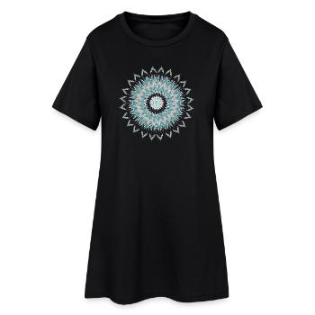 Ornement de fleur ethnique en turquoise et argent - Robe T-shirt Femme - noir - Devant