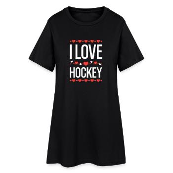 J’aime l’imprimé hockey - Robe T-shirt Femme - noir - Devant