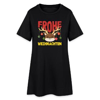 Frohe Weihnachten Corgi mit Nikolausmütze - Frauen T-Shirt-Kleid - Schwarz - Vorne