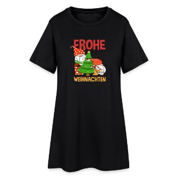 Frohe Weihnachten Zwerge mit Nikolausmütze - Frauen T-Shirt-Kleid - Schwarz - Vorne