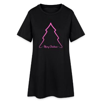 Contour de l’arbre de Noël rose fluo - Robe T-shirt Femme - noir - Devant