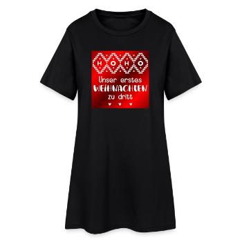 Notre premier Noël en trio - Robe T-shirt Femme - noir - Devant