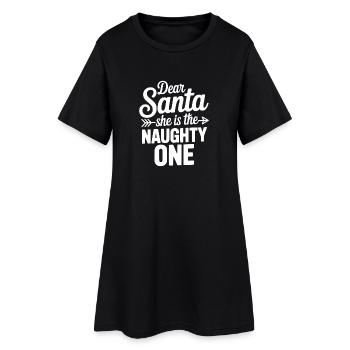 Cher Père Noël, c'est elle la vilaine ! - Robe T-shirt Femme - noir - Devant