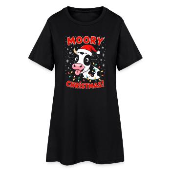 Vache Noël Drôle Fermier Joyeux Noël - Robe T-shirt Femme - noir - Devant