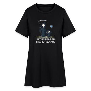 Petite faucheuse, grands rêves | Grim Reaper & Son - Robe T-shirt Femme - noir - Devant