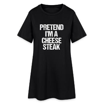 Fais semblant d’être un cheesesteak Lazy Text Costume - Robe T-shirt Femme - noir - Devant