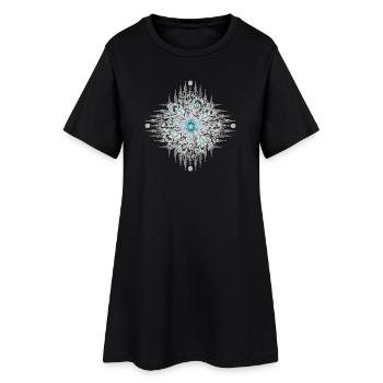 Ornement ethnique astucieux avec des plumes d’argent - Robe T-shirt Femme - noir - Devant