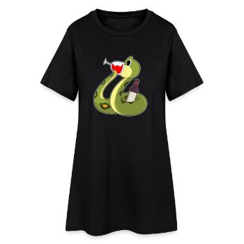 Bouteille de vin rouge serpent - Robe T-shirt Femme - noir - Devant