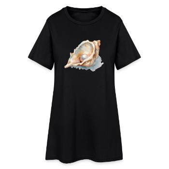 Aquarelle Coquillage avec Perle - Robe T-shirt Femme - noir - Devant