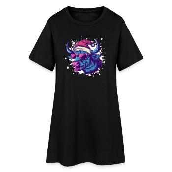 Stier Weihnachten Lustig - Frauen T-Shirt-Kleid - Schwarz - Vorne
