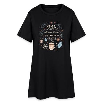 Neige Ho Ho Ho et Chocolat Chaud - Robe T-shirt Femme - noir - Devant